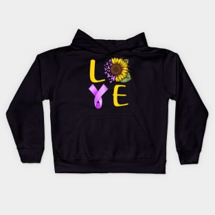 love pancreatic cancer sunflower Kids Hoodie